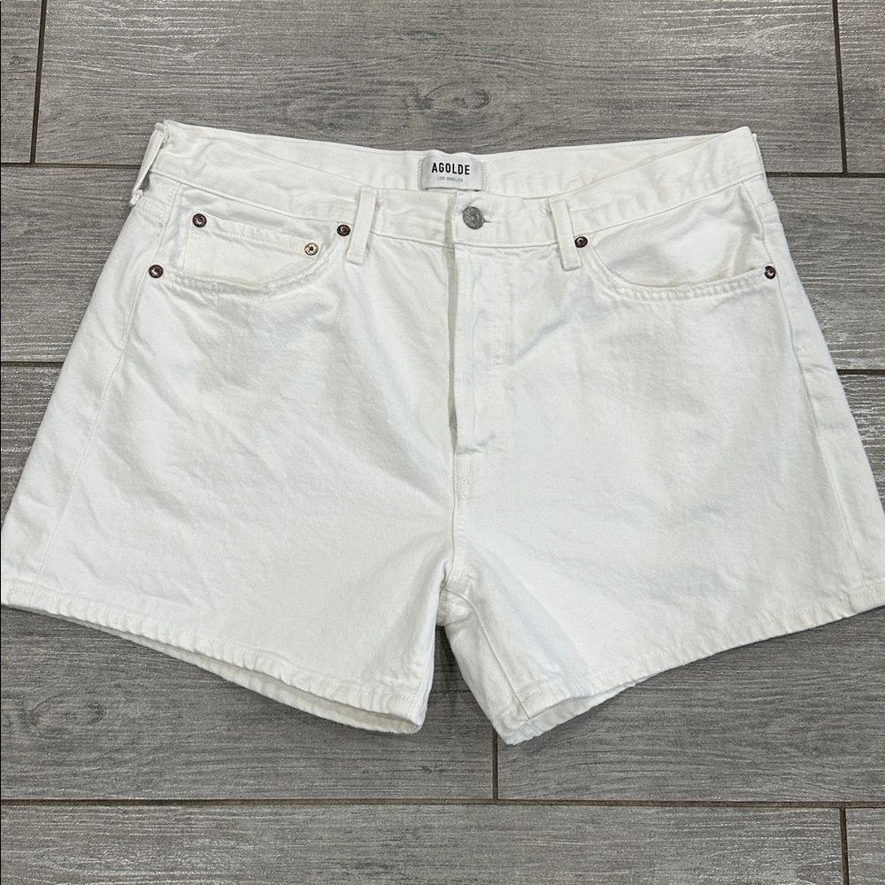 Agolde Parker Long White Denim Jean Shorts Size 31 (12) New! - Picture 10 of 15